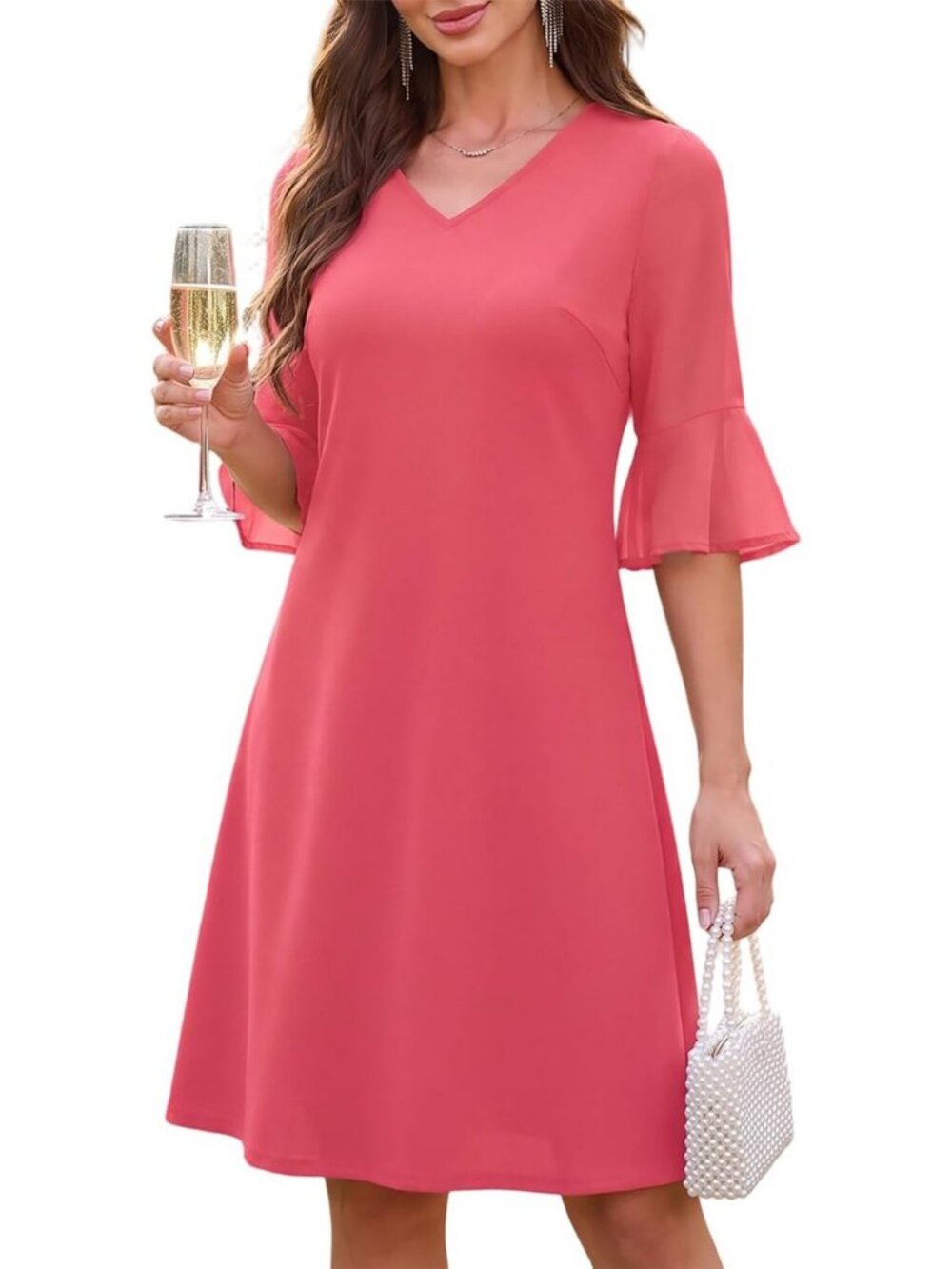 Elegant Women's Chiffon Short Party Dress | Wedding Guest, Cocktail, Formal Wear